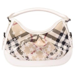 Burberry White Patent Supernova Check Stars Small Hernville Hobo Umhängetasche
