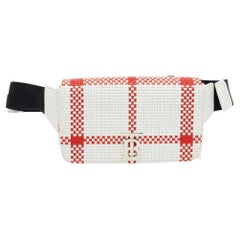 Burberry White/Red Woven Leather Lola Bum Bag