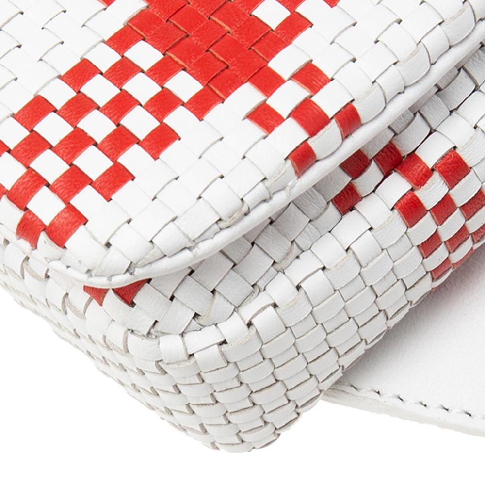 Burberry White/Red Woven Leather TB Lola Belt Bag 1