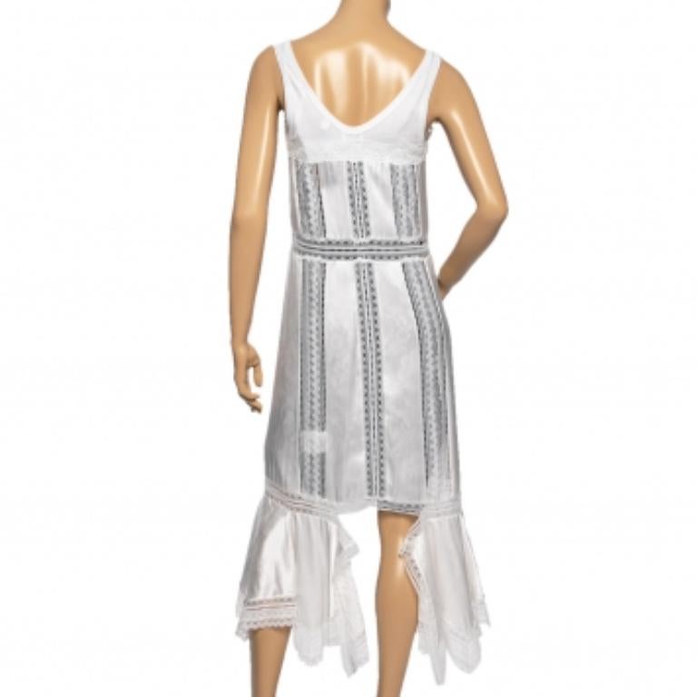 Burberry White Satin & Lace Paneled Slip Dress XS For Sale 1