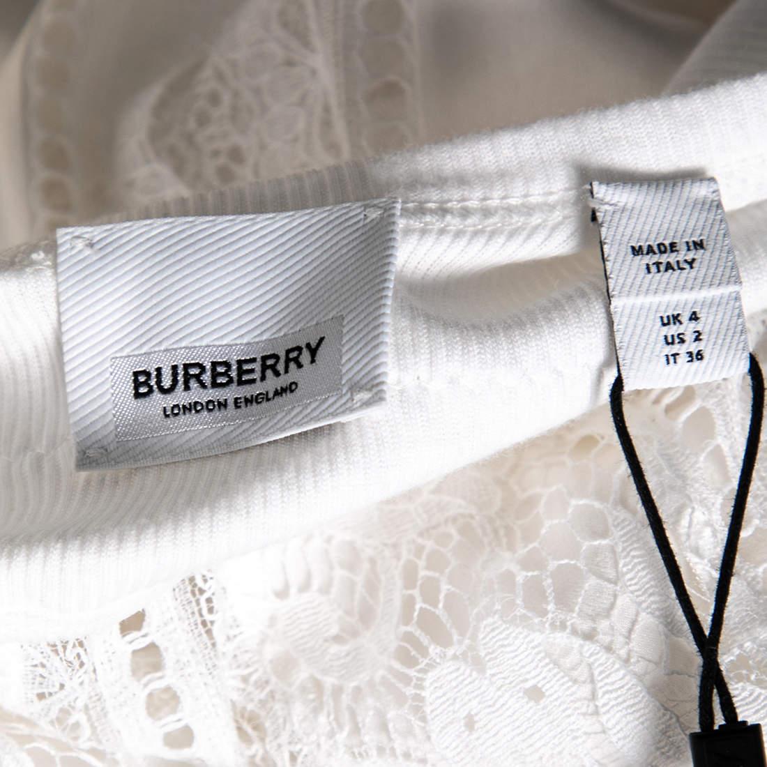 Burberry White Satin & Lace Paneled Slip Dress XS For Sale 2