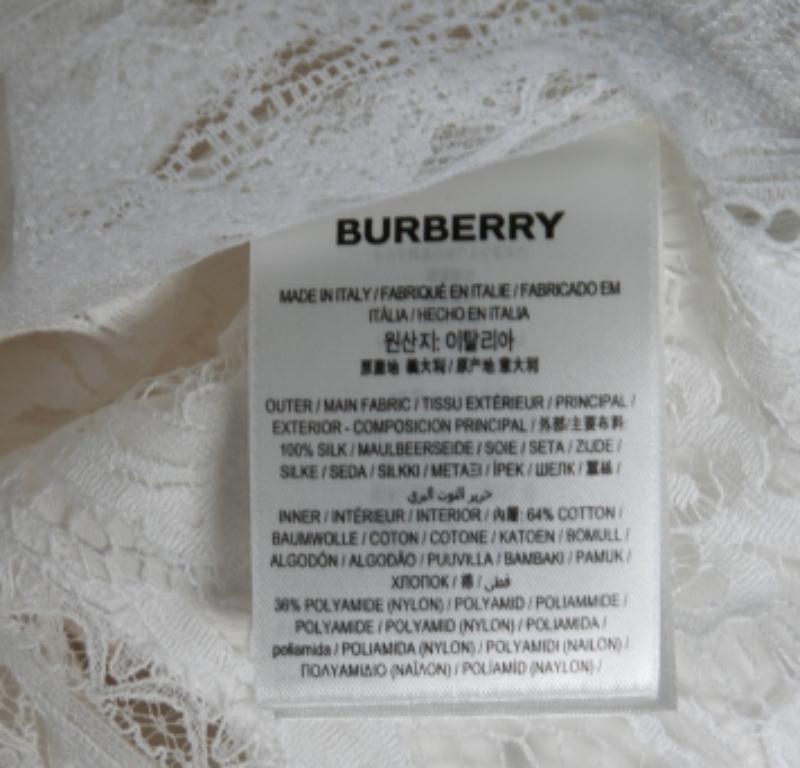 Burberry Weißes ärmelloses Slip-Kleid aus Satin, Seide und Chantilly-Spitze S im Angebot 1