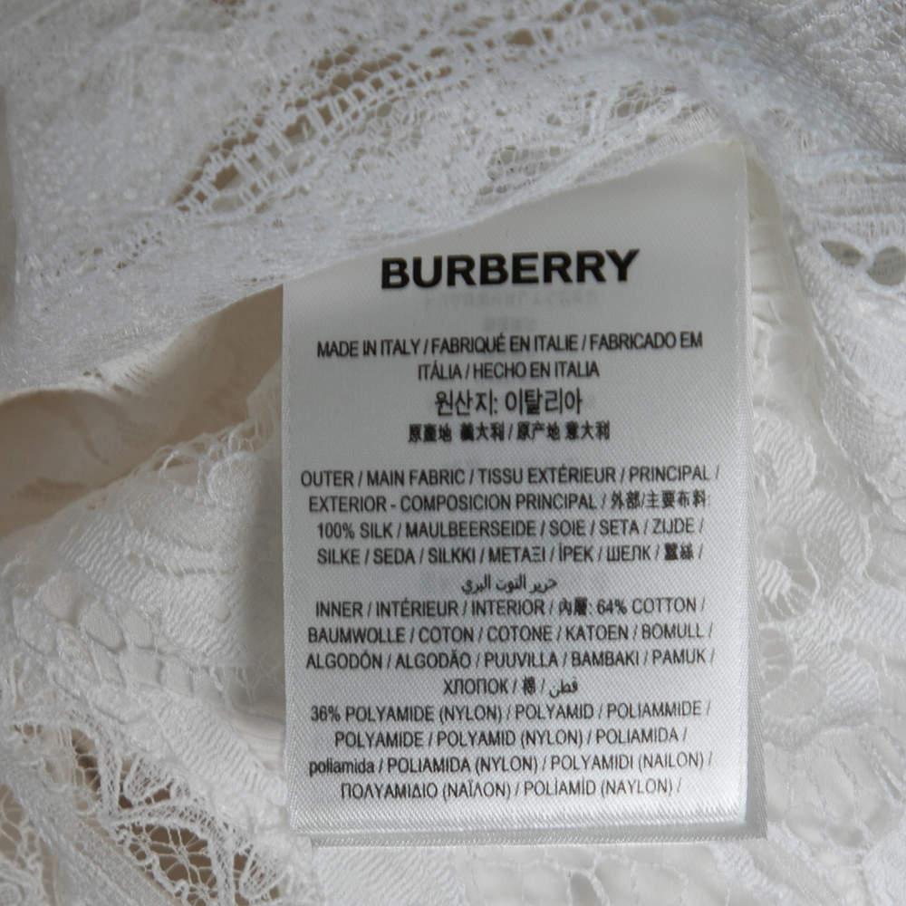 Burberry White Satin Silk & Chantilly Lace Sleeveless Slip Dress S For Sale 2