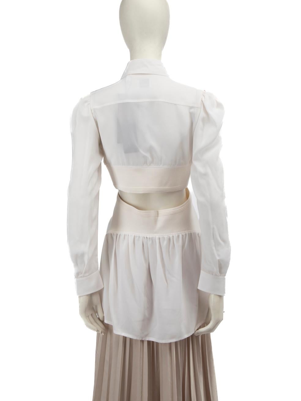 Gray Burberry White Silk Cut Out Shirt Size XS