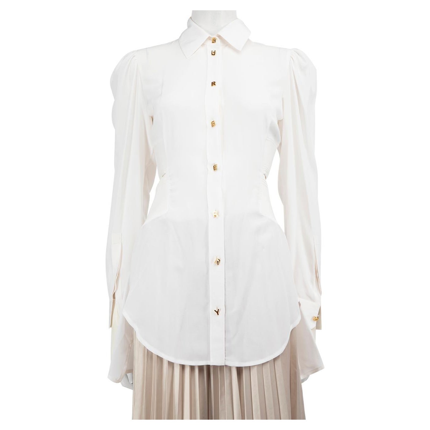 Burberry White Silk Cut Out Shirt Size XS