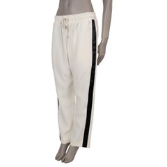 BURBERRY white silk & wool SIDE STRIPE TRACK Pants 10 M