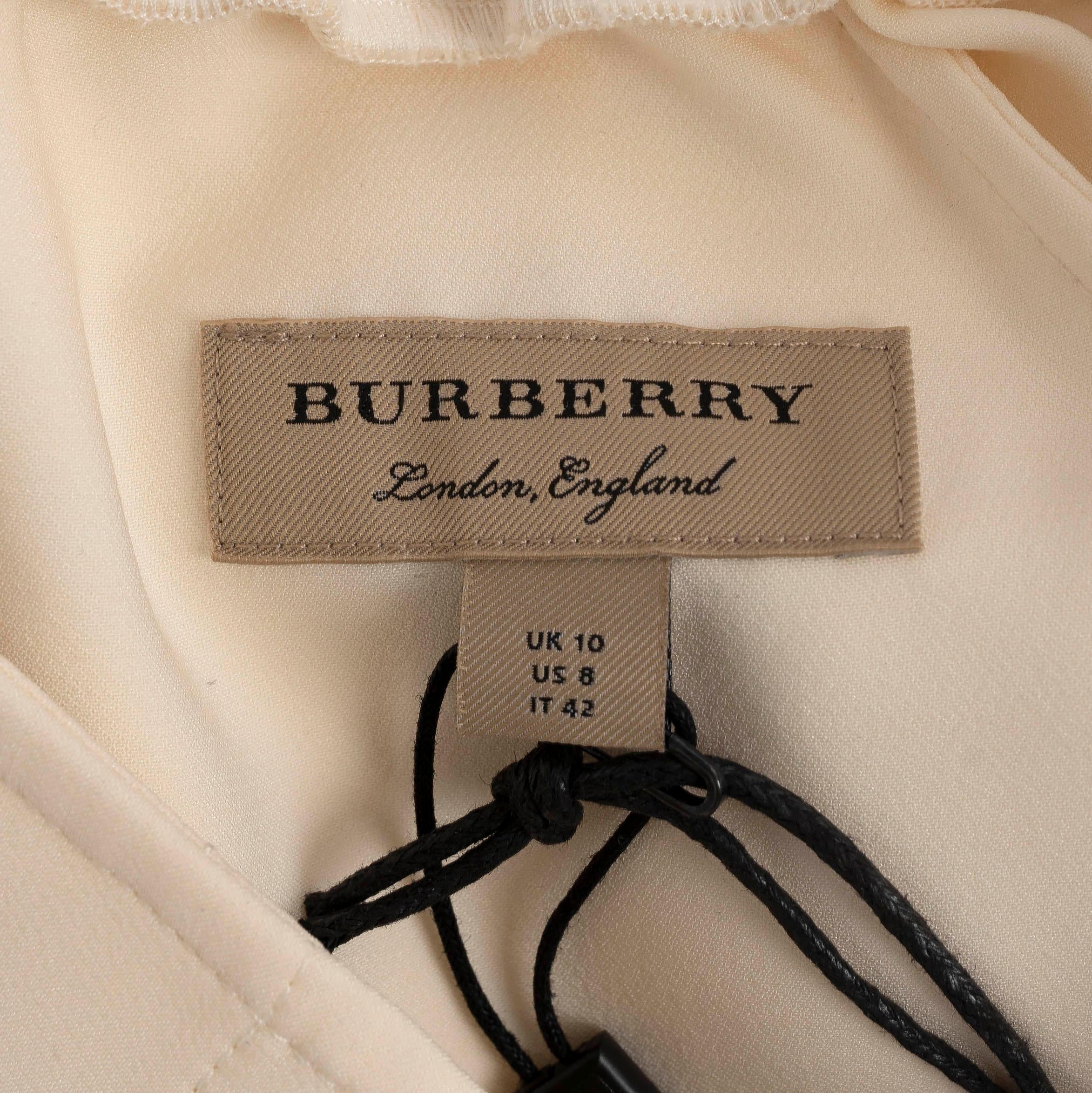 BURBERRY Pantalon à traîne latérale en soie et laine blanche 10 M Pour femmes en vente