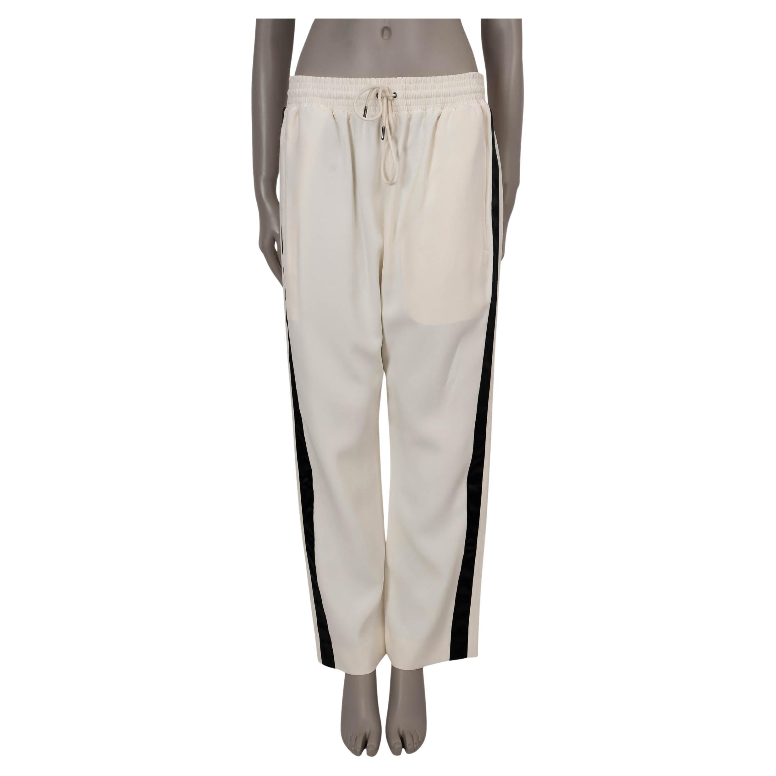 BURBERRY Pantalon à traîne latérale en soie et laine blanche 10 M