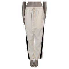BURBERRY white silk & wool SIDE STRIPE TRACK Pants 10 M