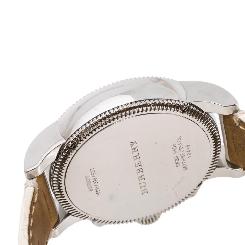 Burberry White Stainless Steel Leather Utilitarian BU7821 Unisex Wristwatch 42mm 2