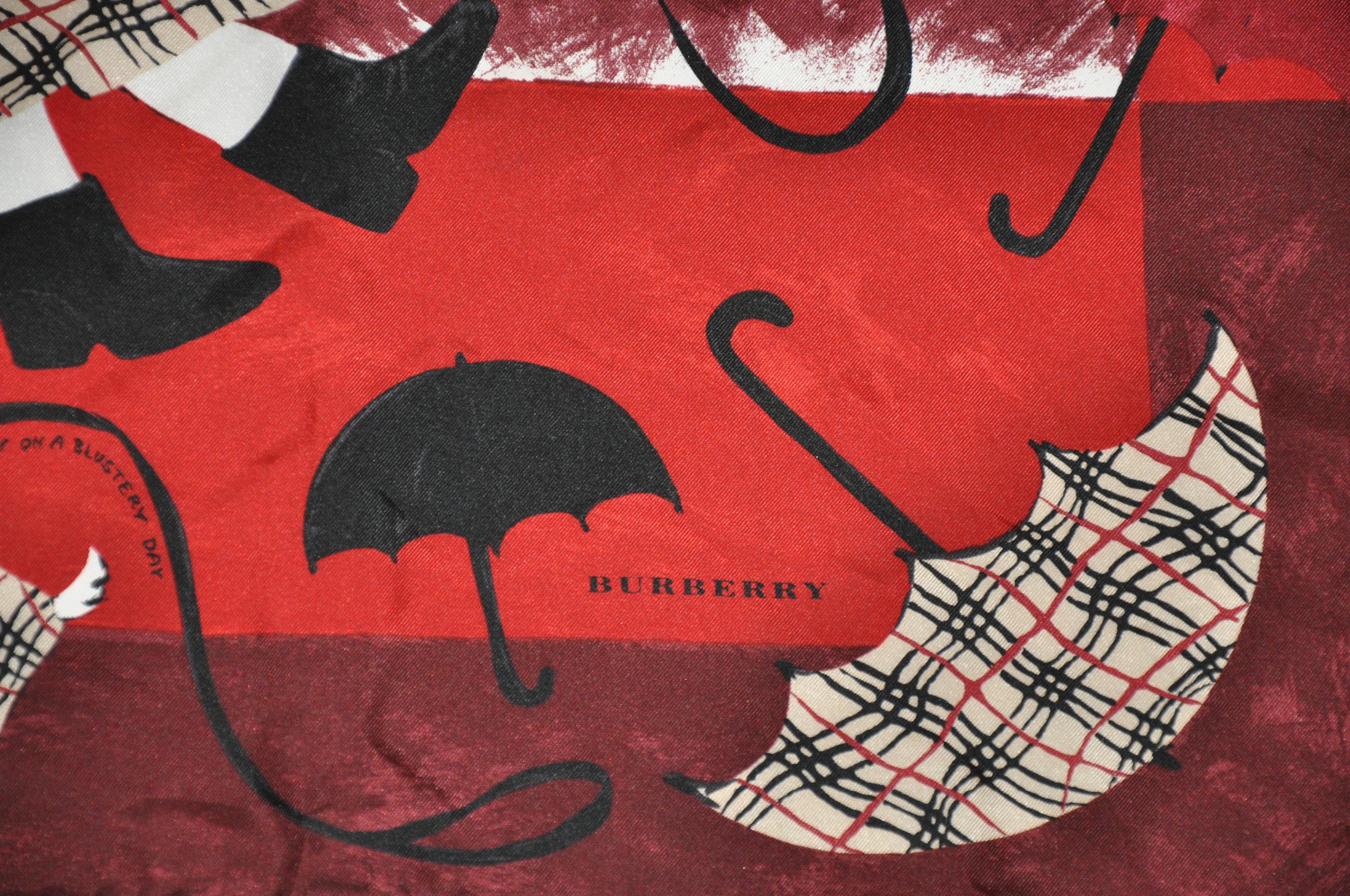 Marron Foulard en jacquard de soie « Wind-Blown Doggies & Umbrellas » de Burberry