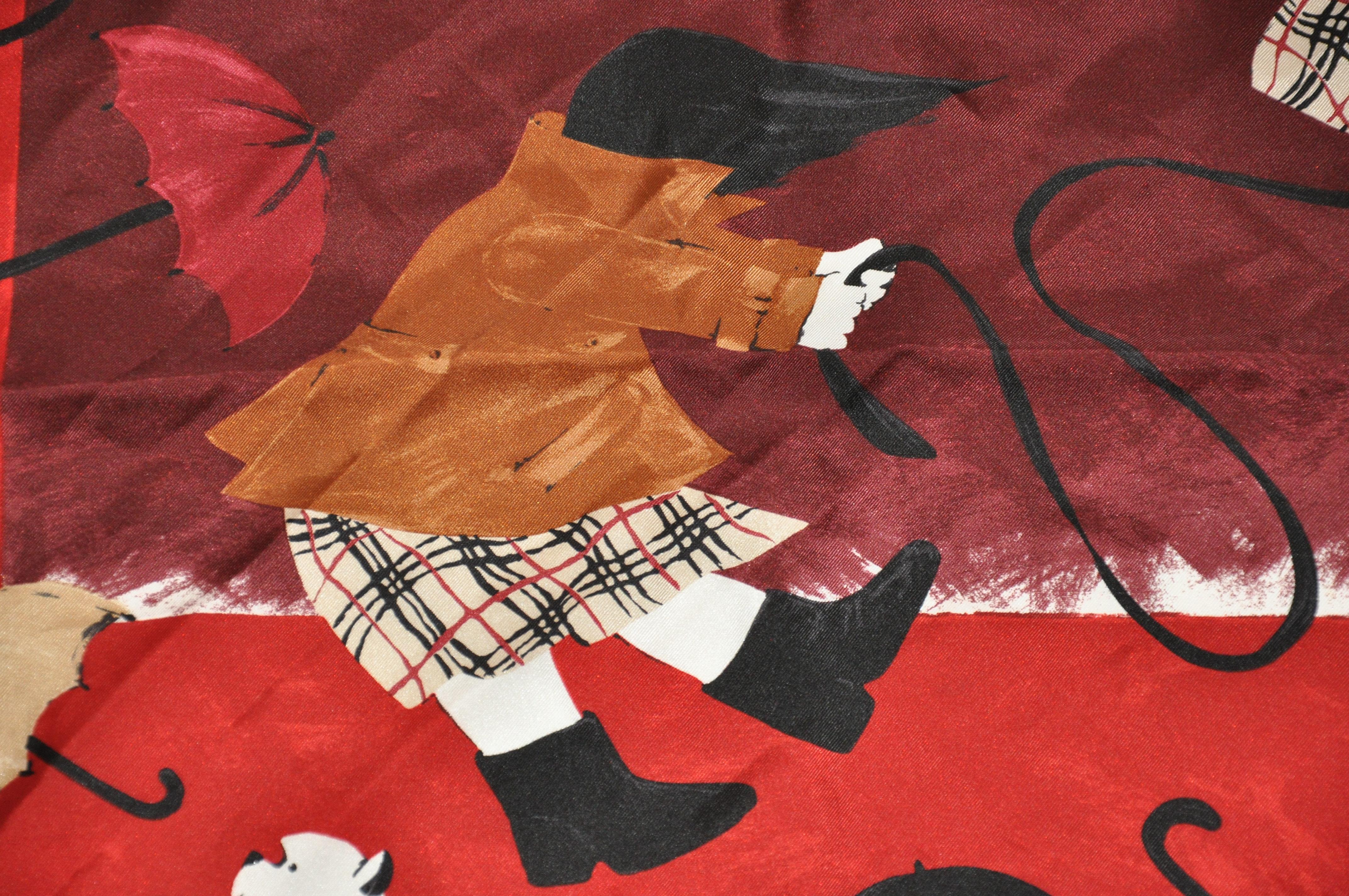  Foulard en jacquard de soie « Wind-Blown Doggies & Umbrellas » de Burberry Unisexe 