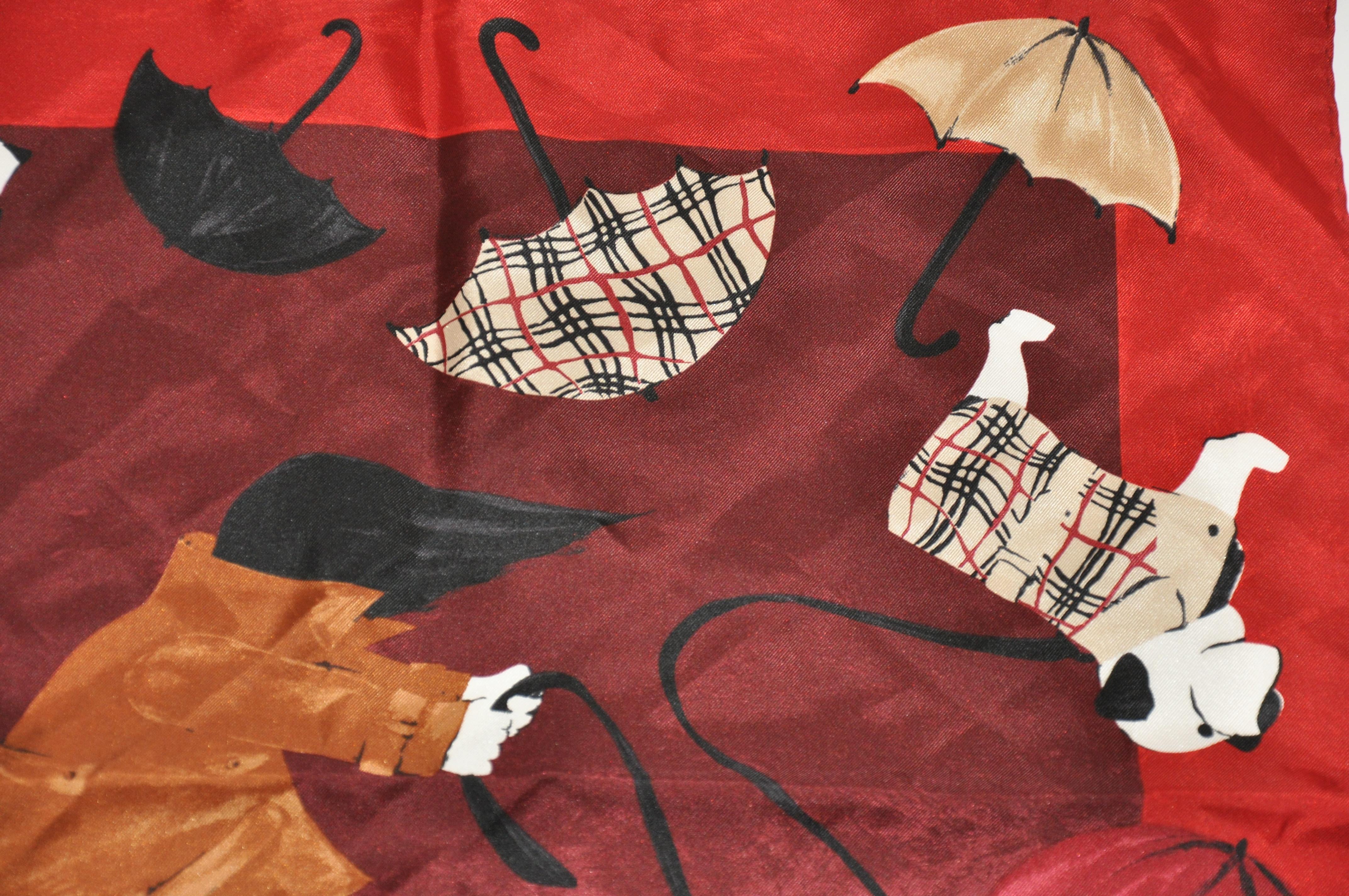 Foulard en jacquard de soie « Wind-Blown Doggies & Umbrellas » de Burberry 1