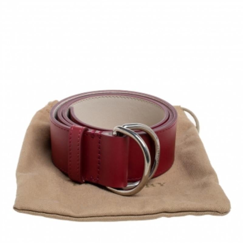 Women's Burberry Wine Red/Ivory Leather Double D Ring Reversible Belt S For Sale