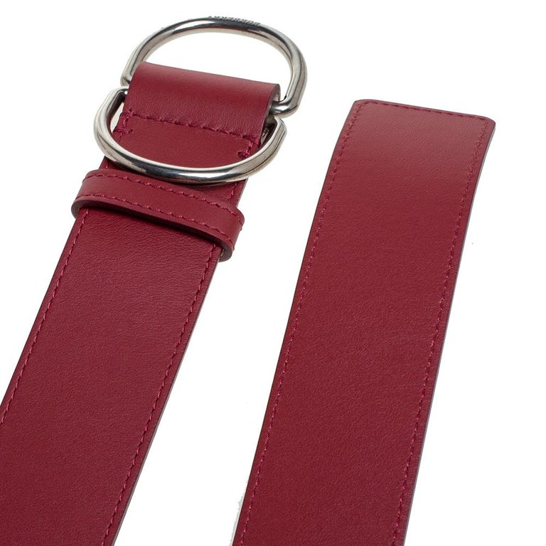 Burberry Wine Red/Ivory Leather Double D Ring Reversible Belt S