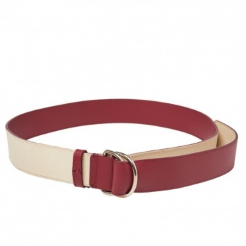 Burberry Wine Red/Ivory Leather Double D Ring Reversible Belt S For Sale 1