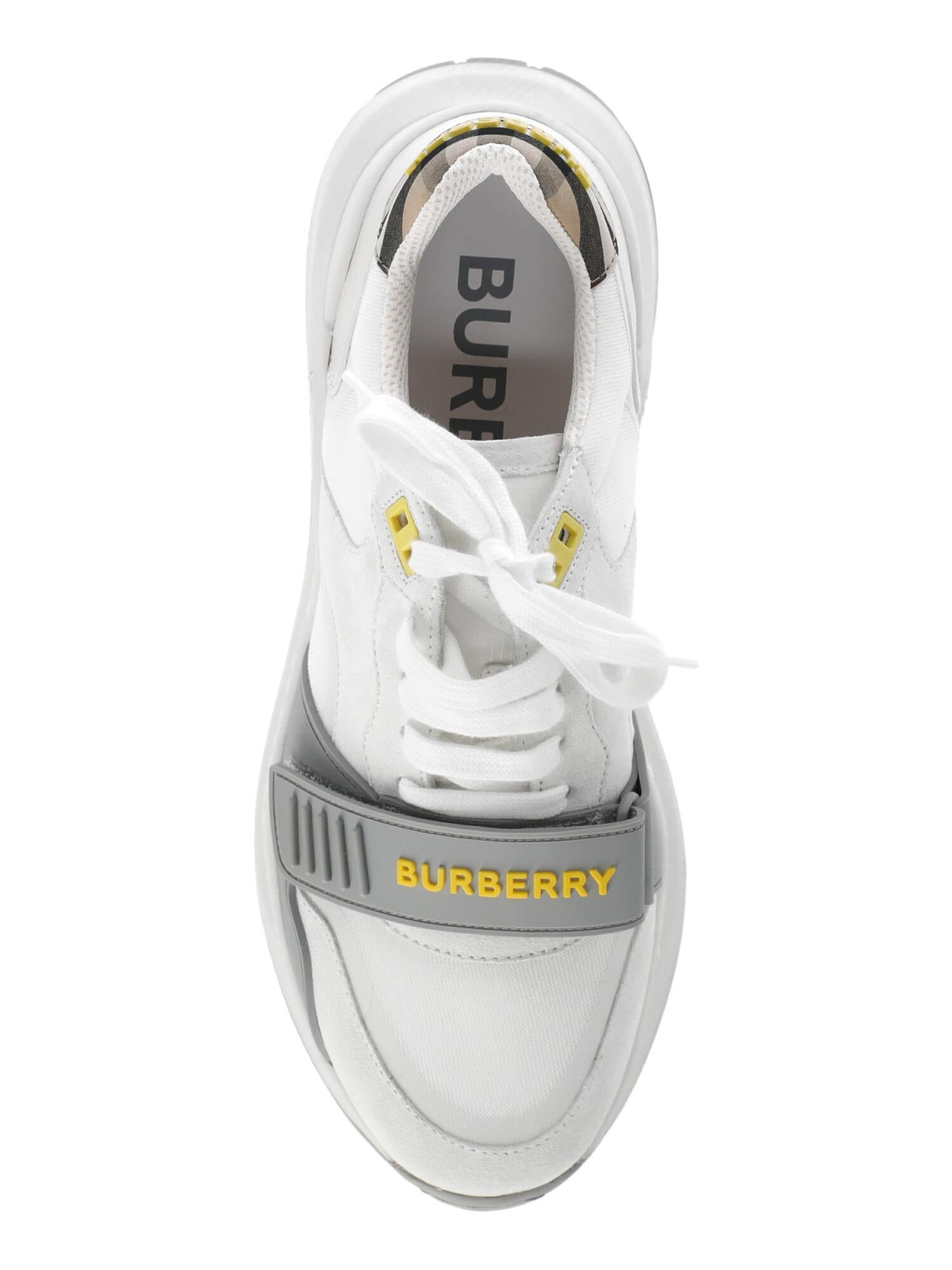 Burberry Women Sneakers Grey, White, Yellow Leather EU 39 For Sale at  1stDibs