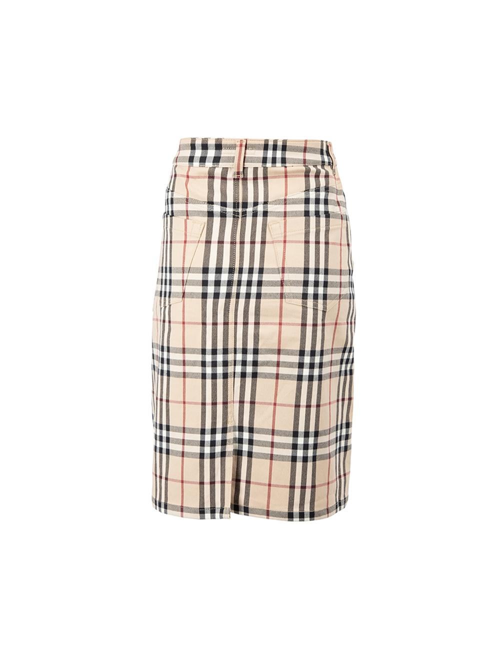 Burberry Women's Beige Check Mini A-line Skirt In Good Condition In London, GB