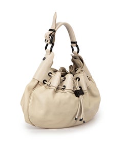Burberry Women's Beige Leather Drawstring Warrior Hobo Shoulder Bag