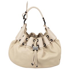 Burberry Women's Beige Leather Drawstring Warrior Hobo Shoulder Bag