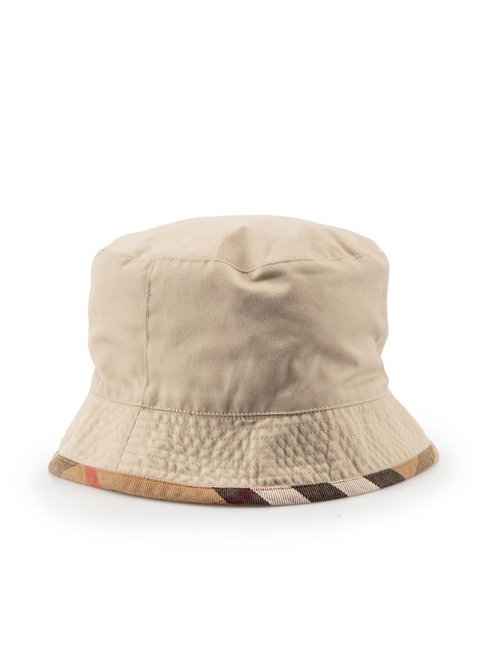 CONDITION is Never Worn. No visible wear to hat is evident on this used Burberry designer resale item.



Details


Beige

Cotton

Bucket hat

Nova check trimmings





Made in China 



Composition

51% Cotton and 49% Polyester



Care