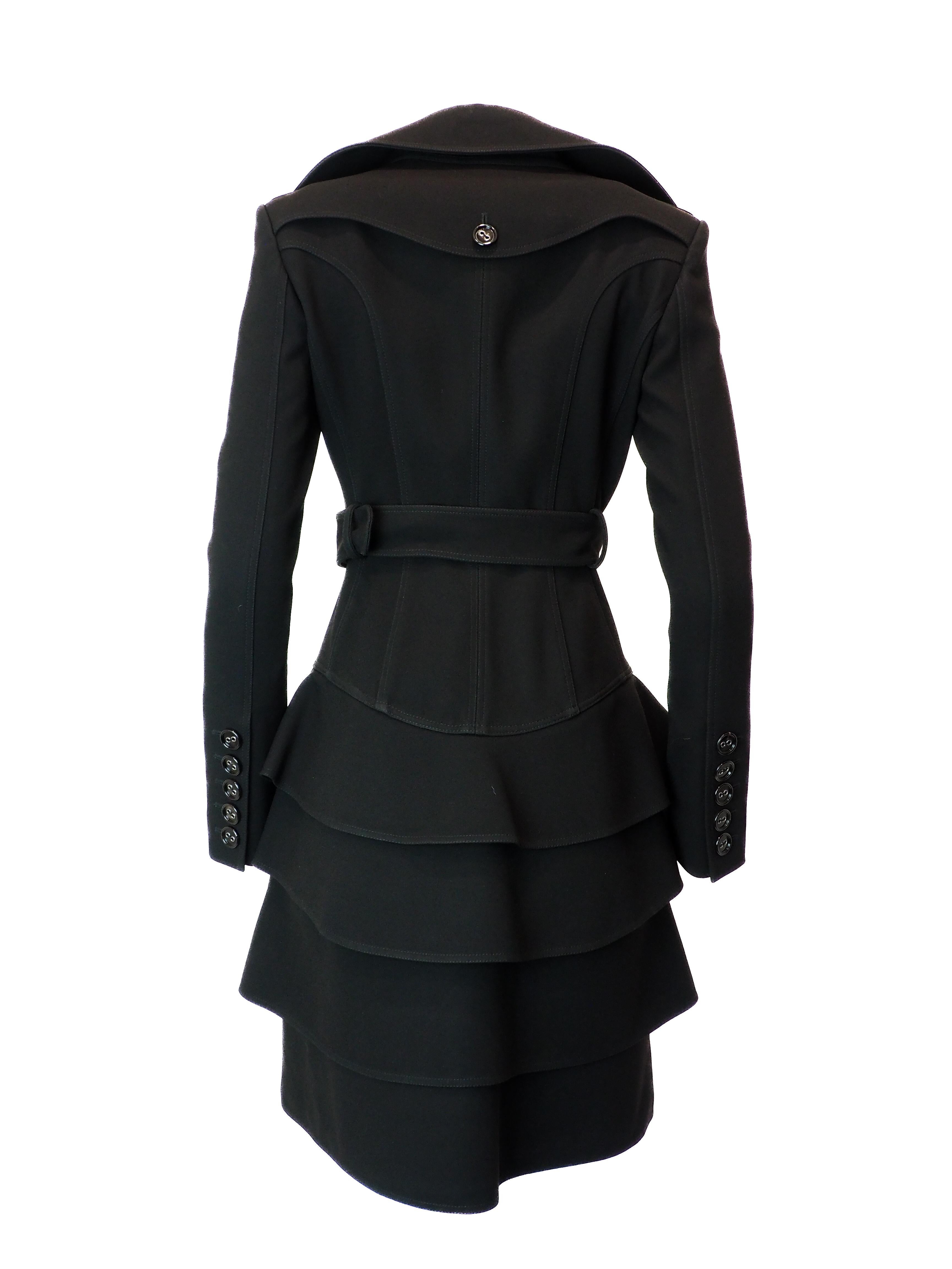 Burberry Damen Schwarzer Zweireiher Gürtel Trenchcoat im Angebot 1