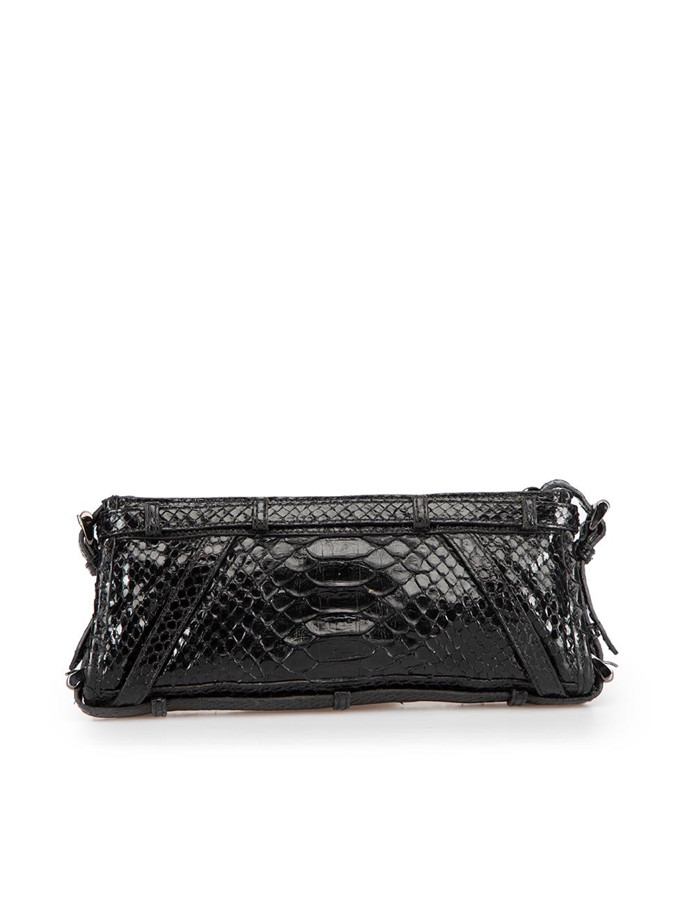 Burberry Women's Black Hyde Silvery Studded Python Leather Clutch In Good Condition In London, GB