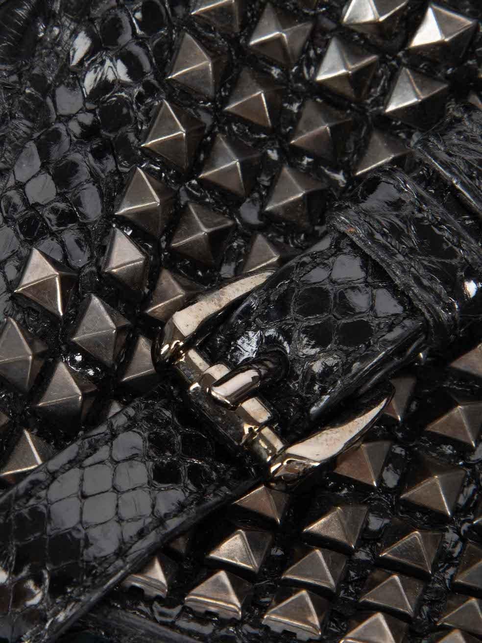 Burberry Women's Black Hyde Silvery Studded Python Leather Clutch 3