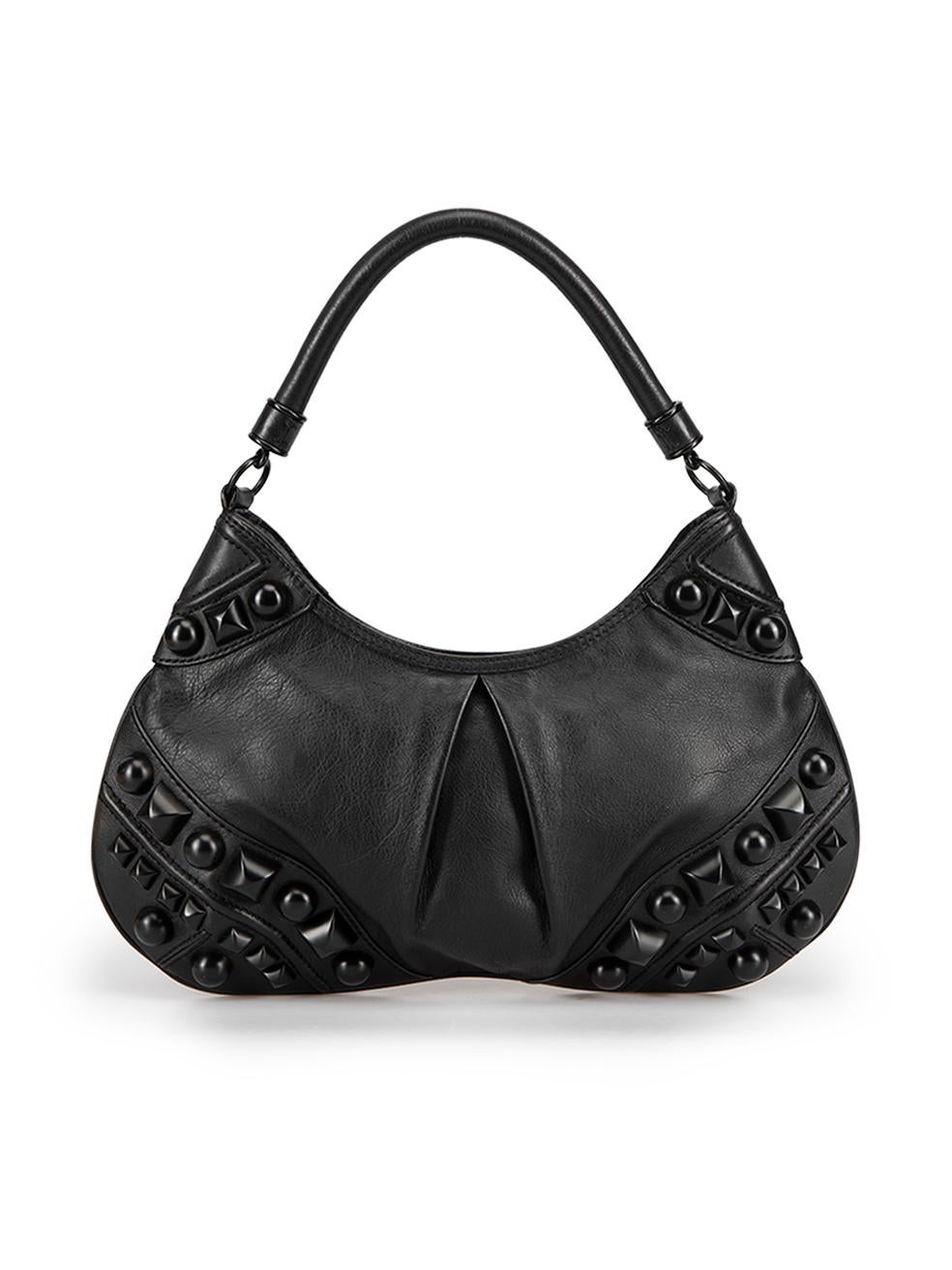 Burberry Women's Black Leather Alverton Studded Hobo Bag In Good Condition In London, GB