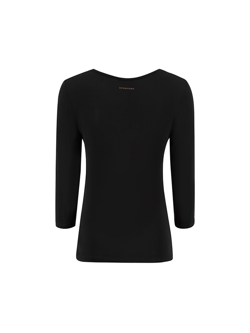 Burberry Women's Black Ruched Detail 3/4 Sleeve Top In Excellent Condition In London, GB