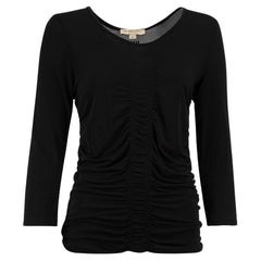 Burberry Women's Black Ruched Detail 3/4 Sleeve Top