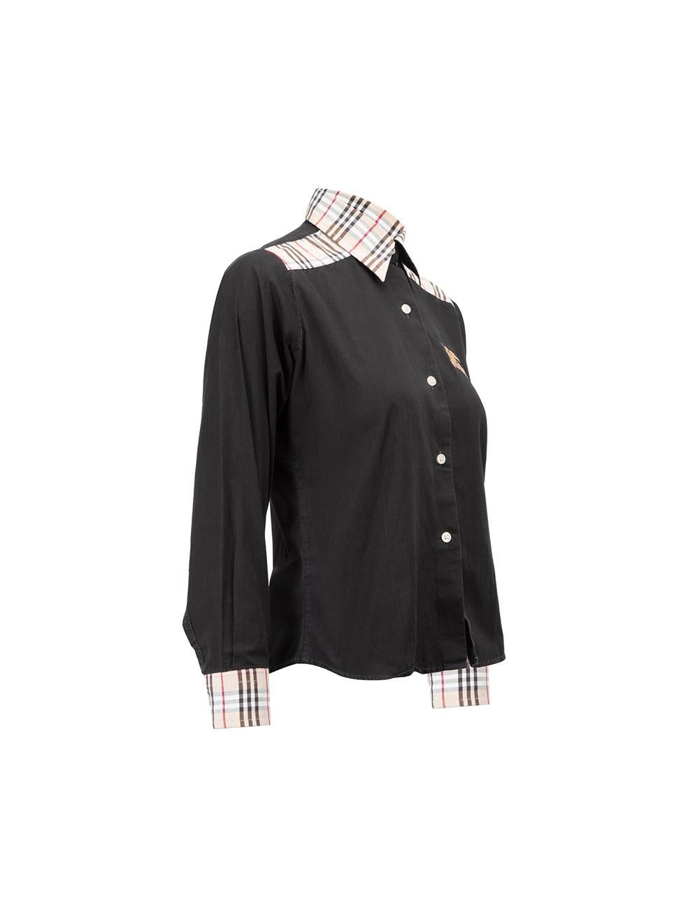 CONDITION is Very good. Hardly any visible wear to shirt is evident on this used Burberry designer resale item.



Details


Black

Cotton

Long sleeves shirt

Tartan contrast trimmings

Front button up closure

Logo embroidered

Buttoned