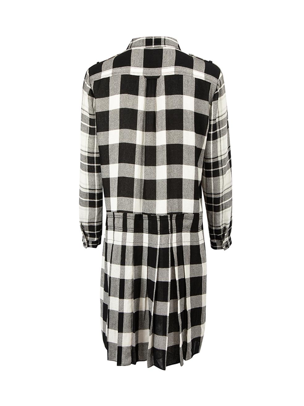 Burberry Women's Black & White Check Print Mini Dress In Good Condition In London, GB