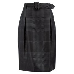 Burberry Women's Black Wool-Blend Belted Check Mini Skirt