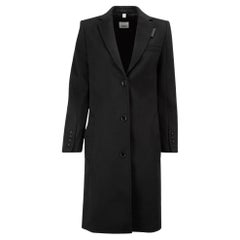 Burberry Women's Black Wool Single Breasted Long Coat