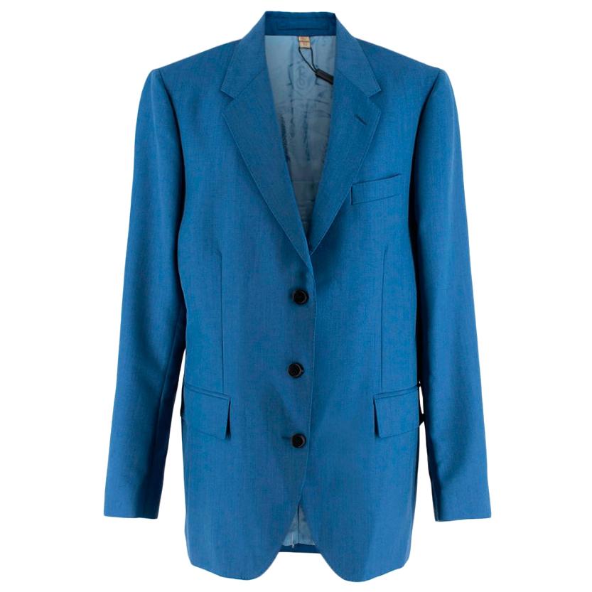 Burberry Women's Blue Wool Blend Single Breasted Jacket 14 L