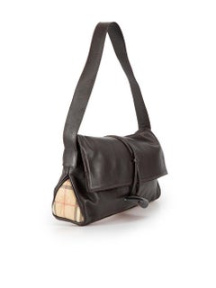 Burberry Women's Brown Leather Haymarket Horn Shoulder Bag