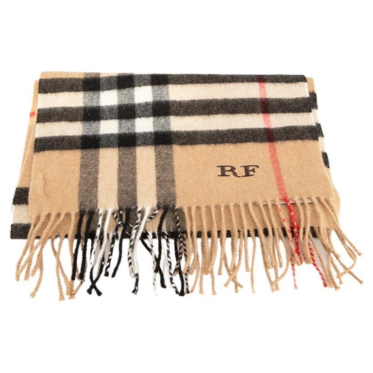 Women's Brown Initialised Check Scarf For Sale at 1stDibs