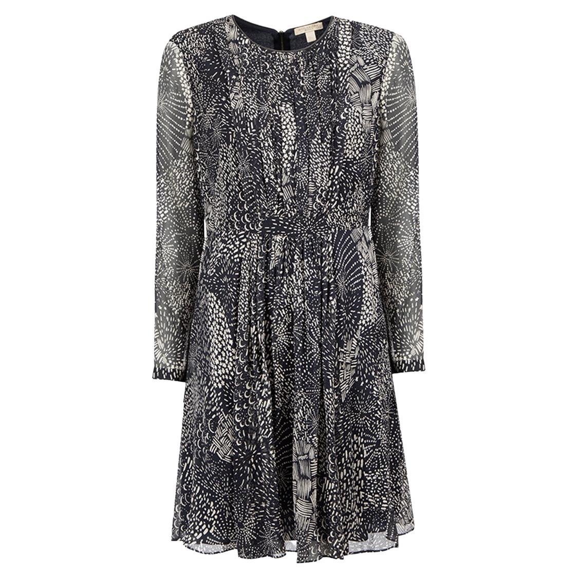 Burberry Women
s Burberry Brit Black 
Grey Printed Long Sleeve Dress