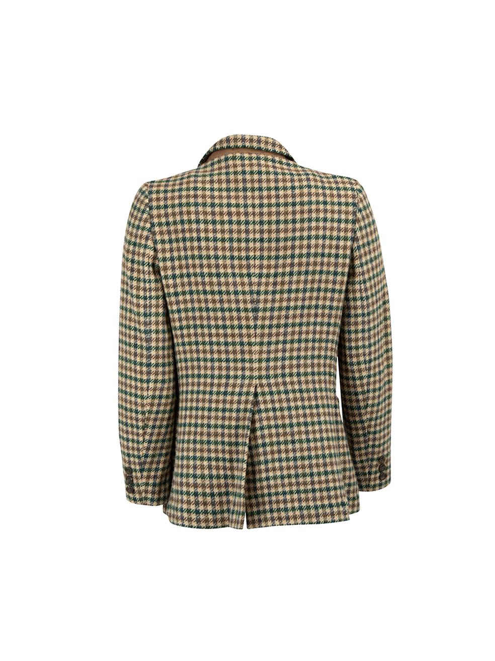 Burberry Women's Houndstooth Tweed Single Breasted Blazer In Good Condition In London, GB