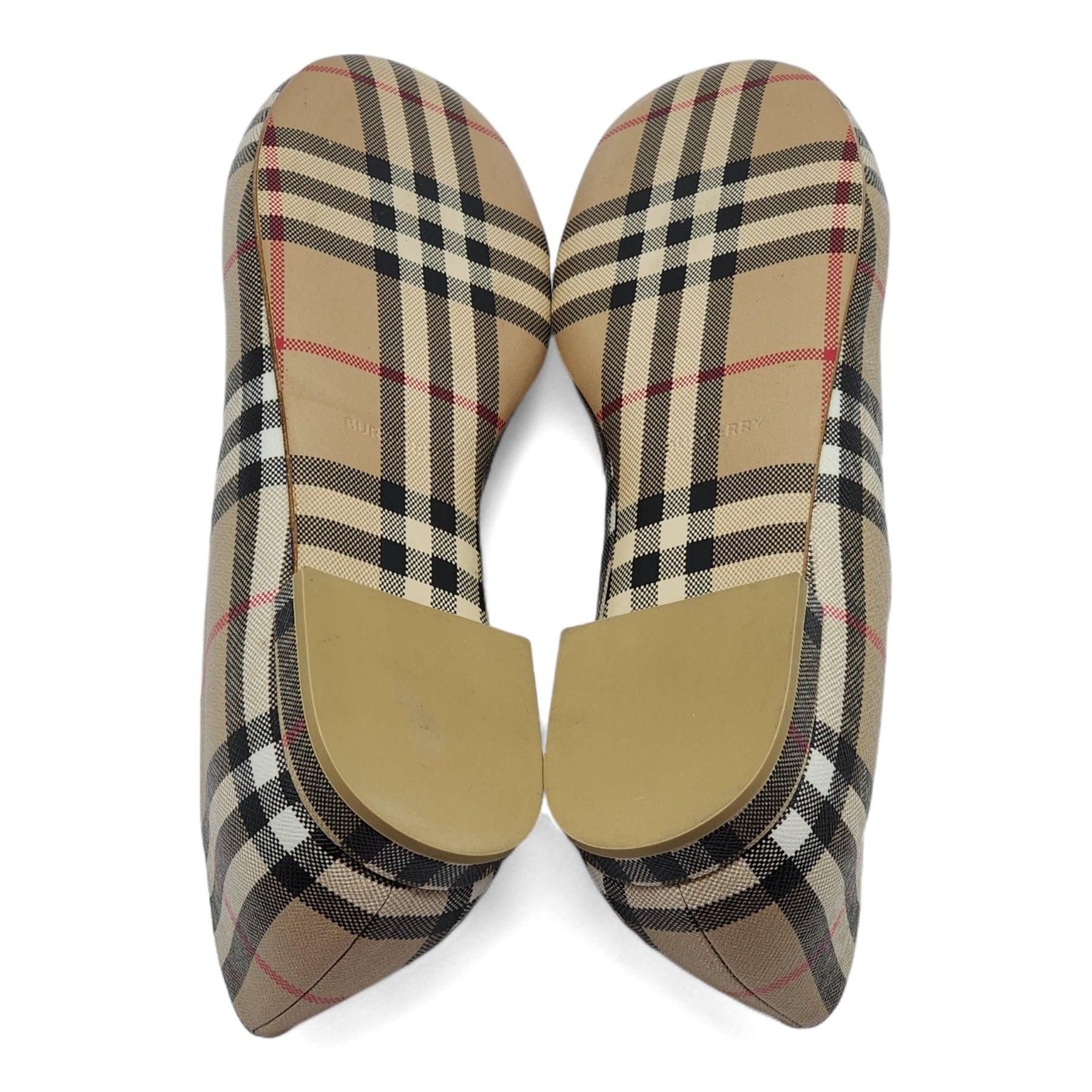 Burberry Women's Joy Vintage Check Flats in Beige For Sale 1
