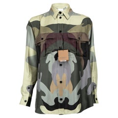 Burberry Women's Silk Camouflage Print Patterned Shirt