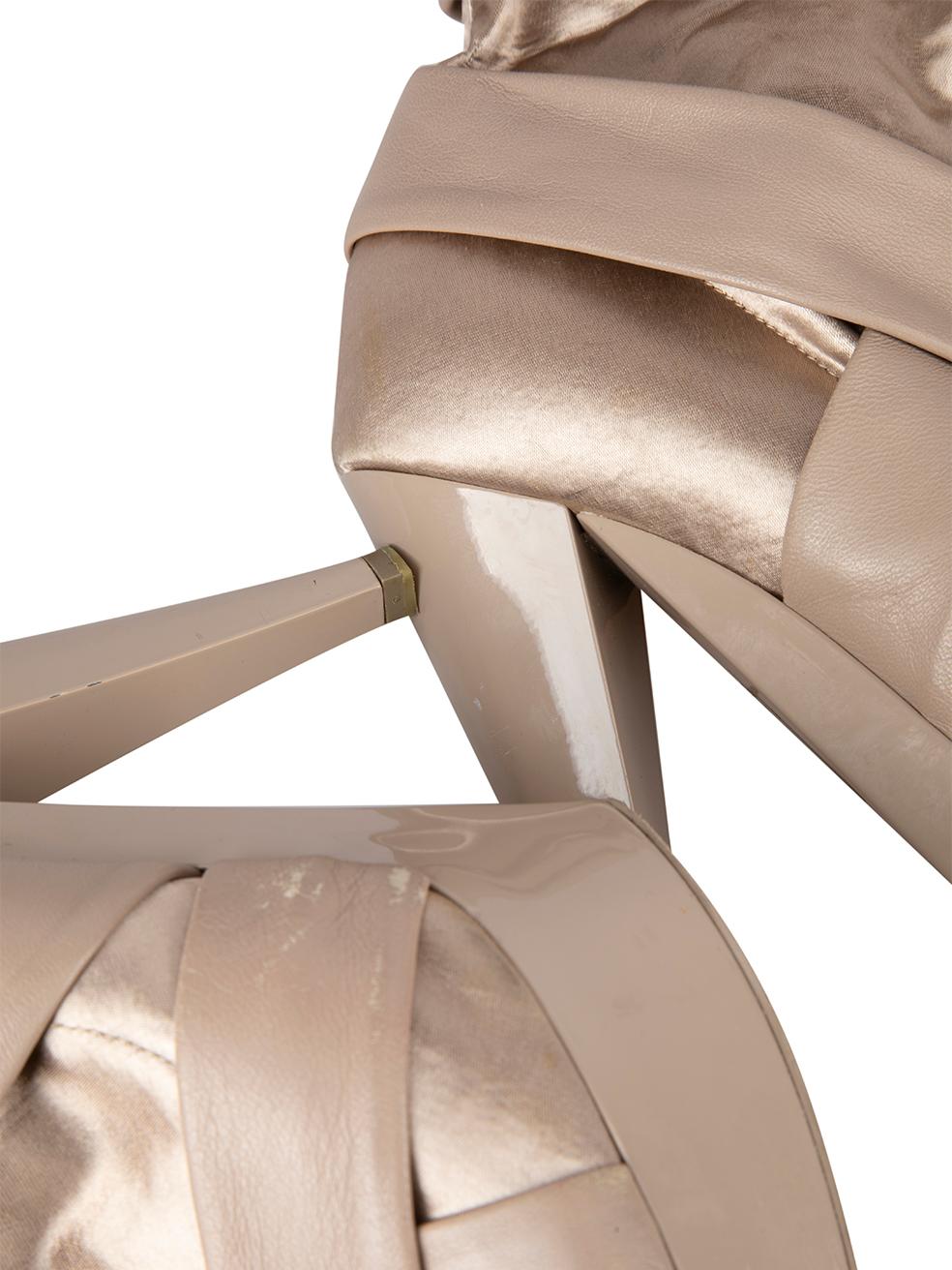 Beige Burberry Women's Taupe Bandage Platform Peep Toe Boots