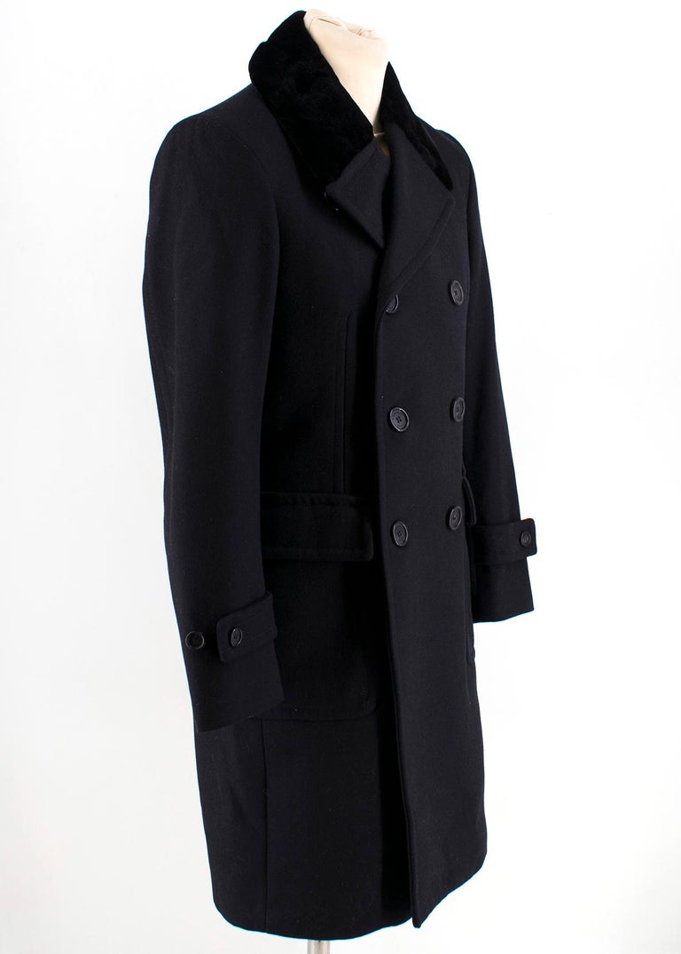 Burberry Wool Black Tailored Coat with Mink Fur Collar SIZE 44 at 1stDibs