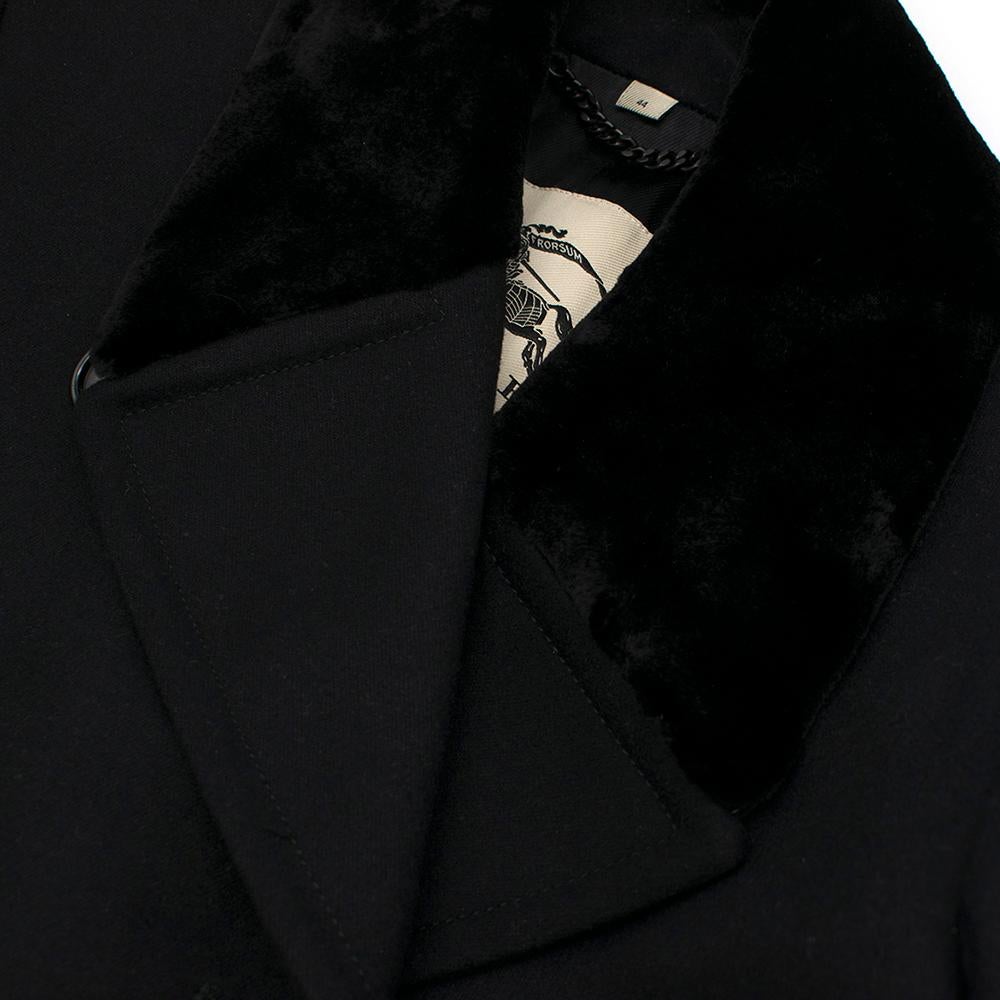 Men's Burberry Wool Black Tailored Coat with Mink Fur Collar SIZE 44