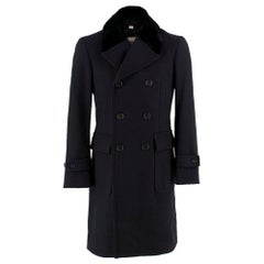 Manteau tailleur noir en laine Burberry avec col en fourrure de vison TAILLE 44