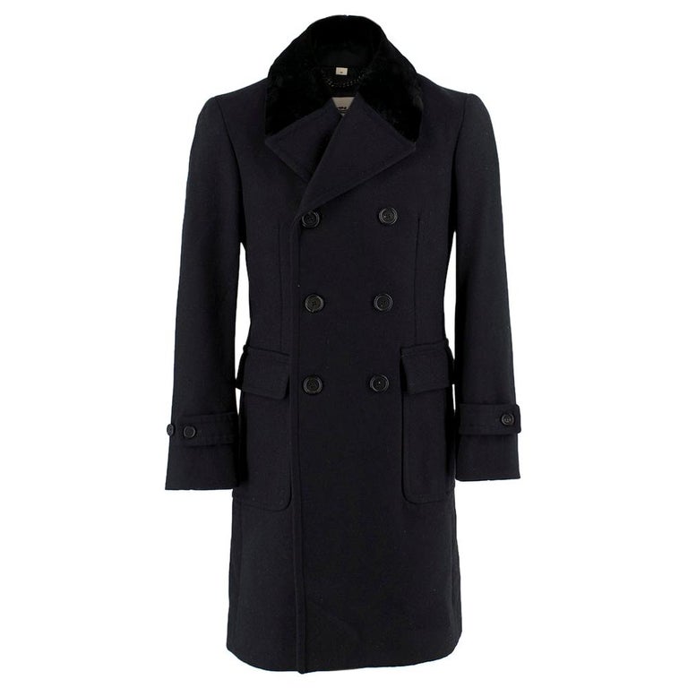 Burberry Wool Black Tailored Coat with Mink Fur Collar SIZE 44 at 1stDibs