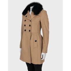 Burberry Wool Cashmere Coat Detachable Fur Collar UK6/XS