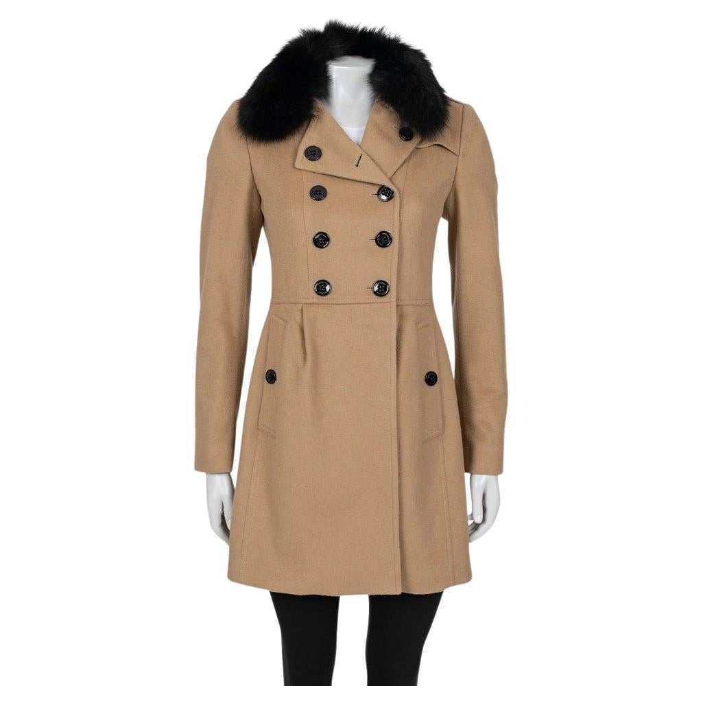 Burberry Cappotto in lana e cashmere con collo di pelliccia staccabile UK6/XS