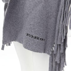 Burberry écharpe en laine cachemire gris uni feutré frange tricot surpiqué